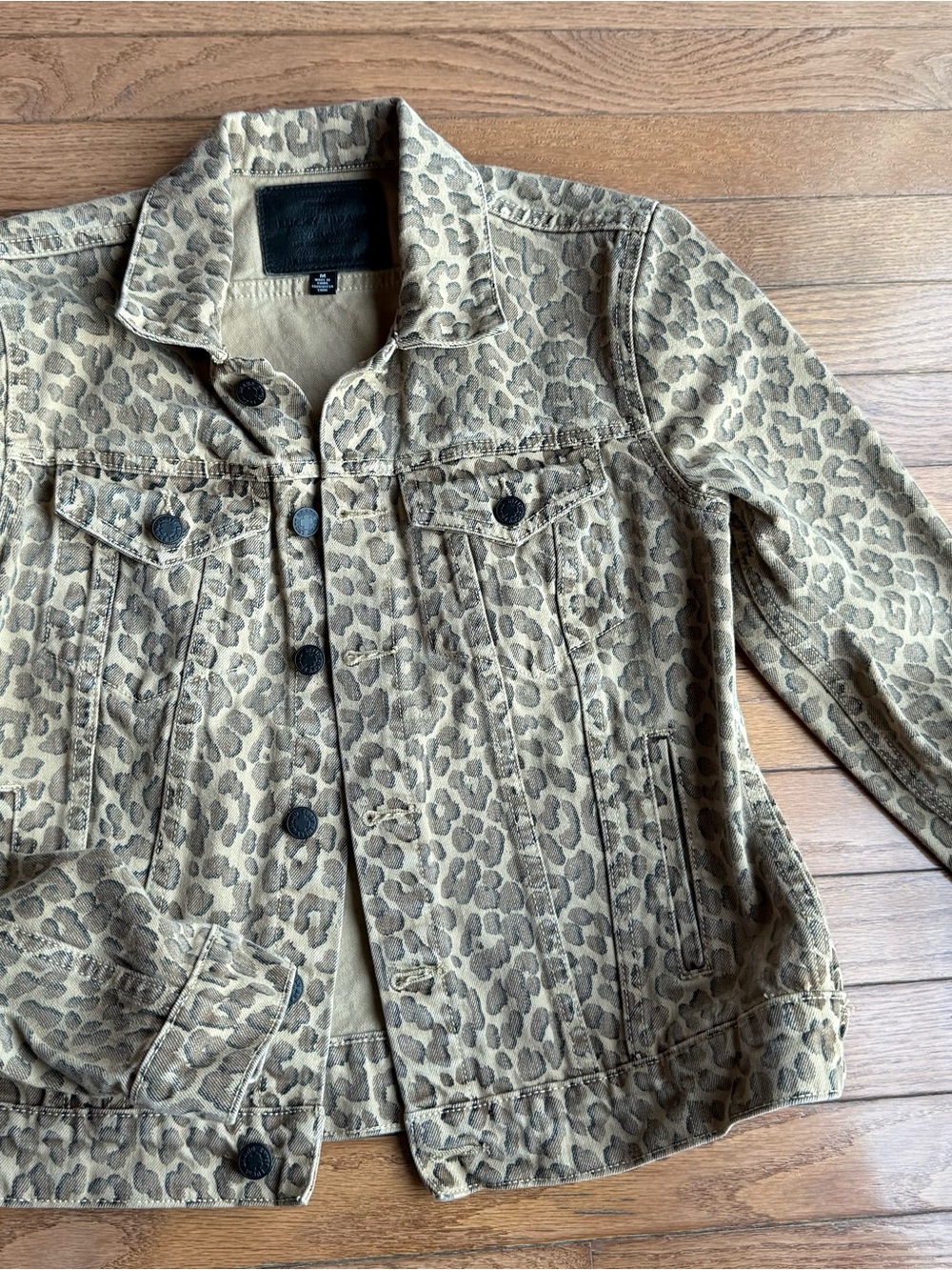 Lucky Brand Leopard Print Denim Jacket Women’s Medium Animal Print